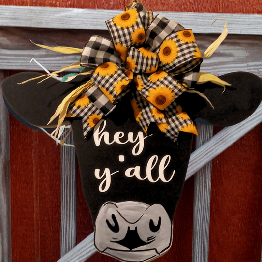 Cow Decor Sign - Hey Y'all