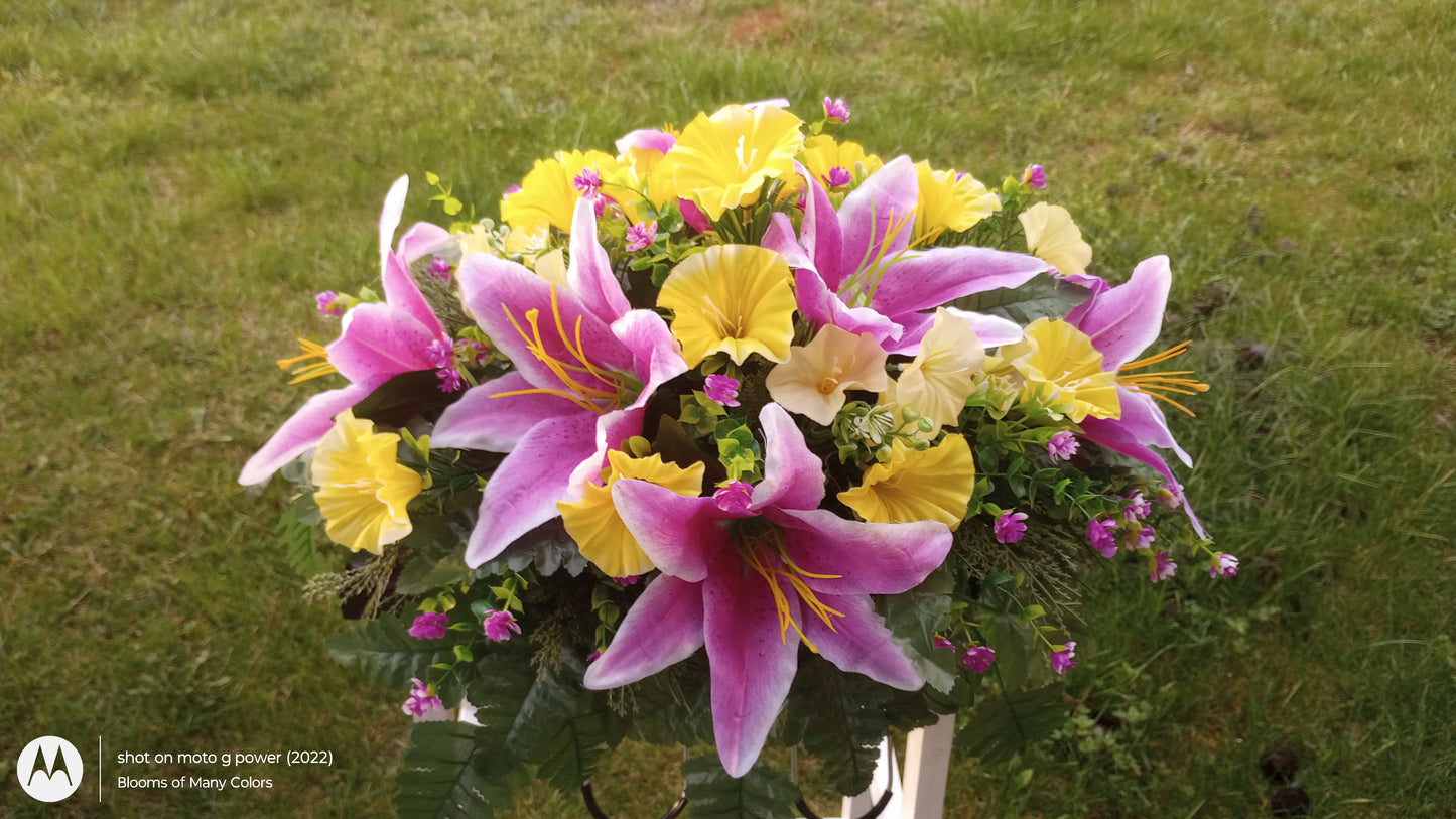 Cemetery Headstone Flower Saddle Spray